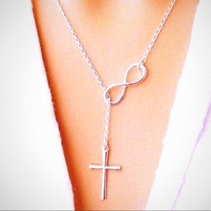 Silver Cross and Infinity Sign Necklace
